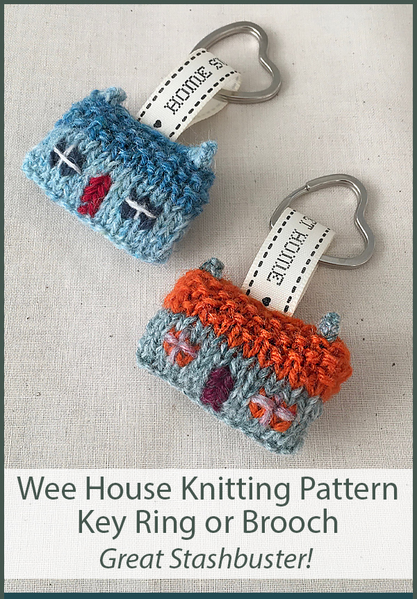 Knitting Pattern for Wee House Brooch and Key Ring 