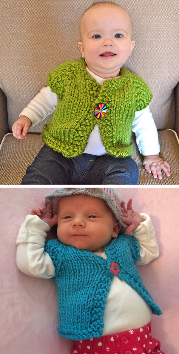 Free Knitting Pattern for Easy Wee Speedy Baby Cardigan