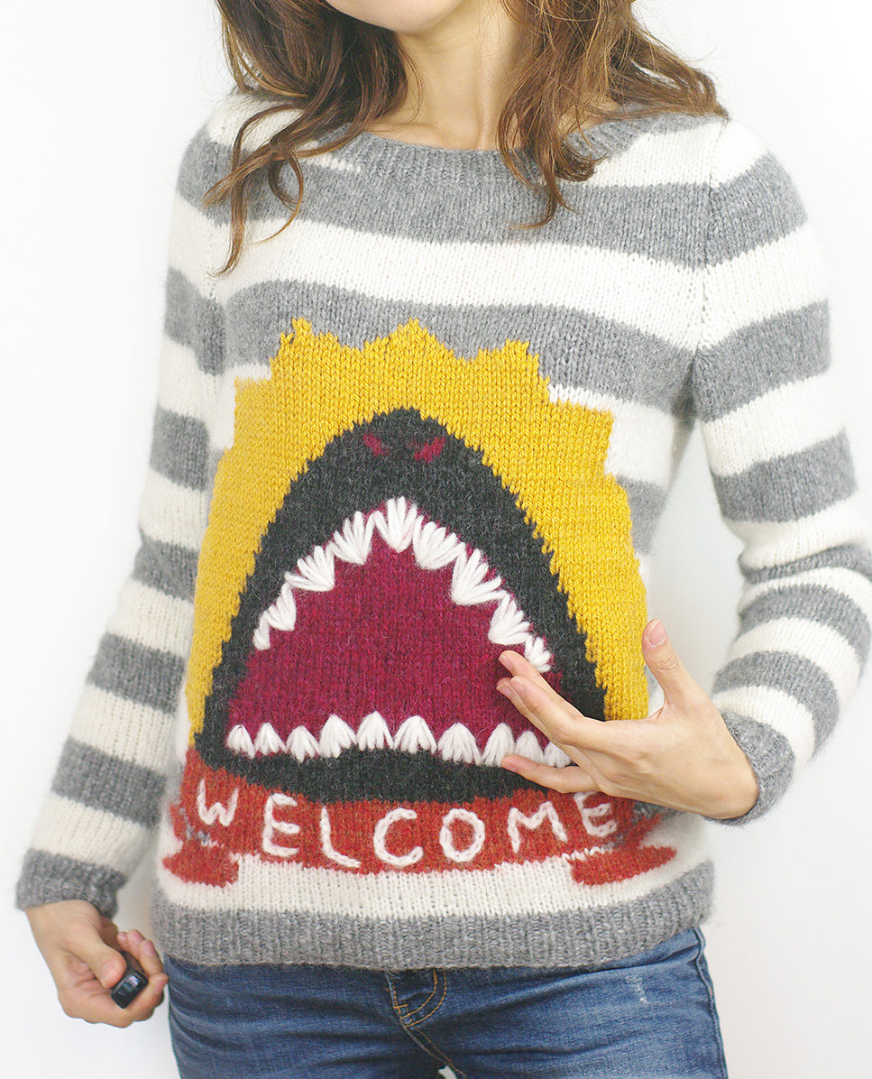 Free Knitting Pattern for Welcome Shark Sweater