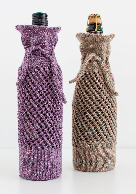 Wine Bottle Gift Bag Knitting Pattern 
