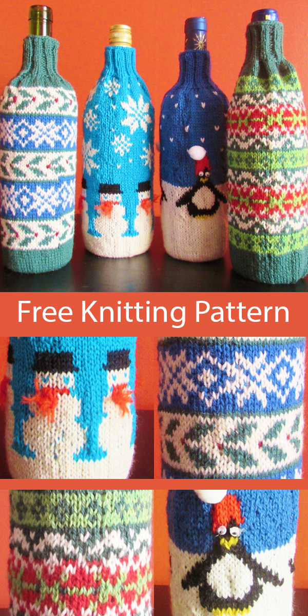 Free Christmas Gift Bag Knitting Pattern Wine Bottle Sweaters