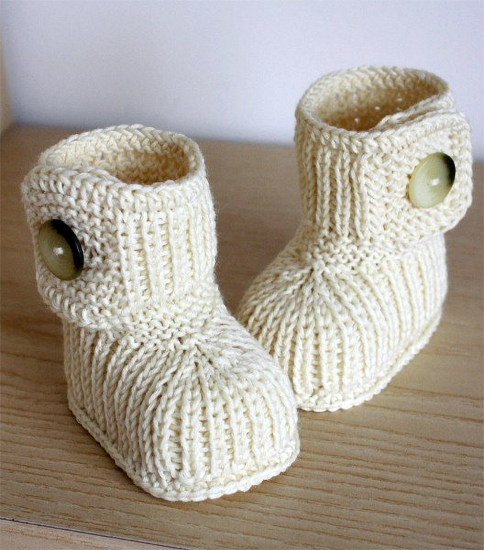 Knitting Pattern for Button Cuff Baby Boots
