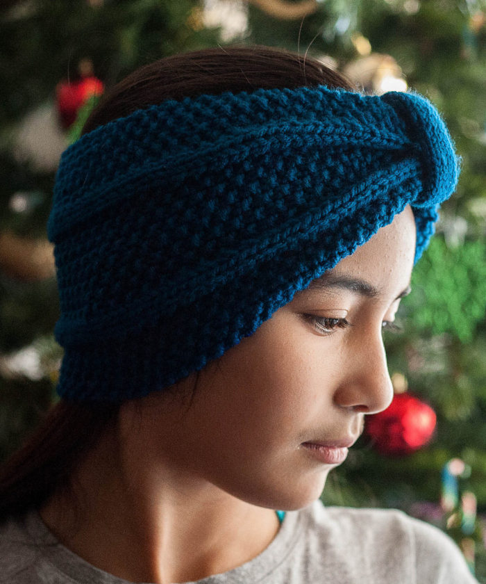 Free Knitting Pattern for Winter Blues Earwarmer