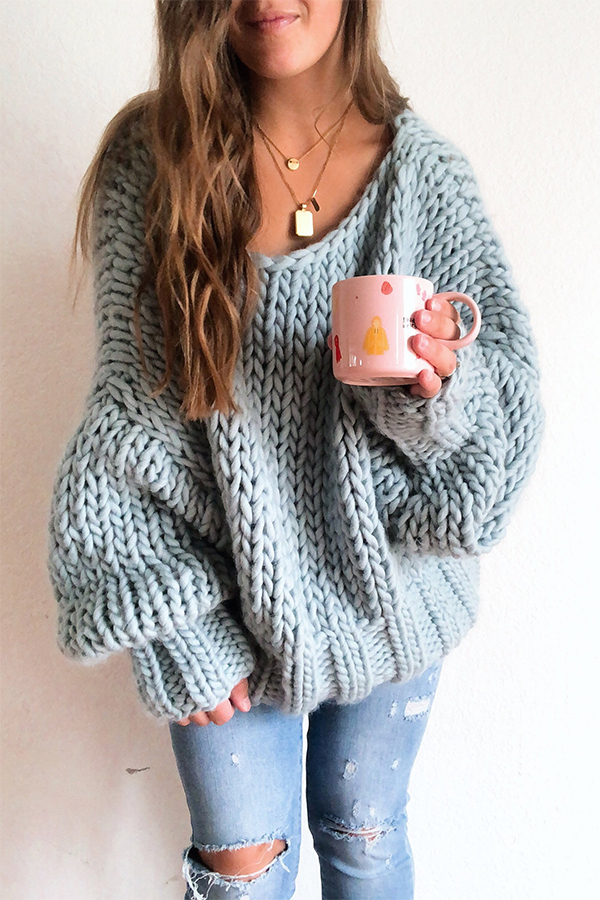 Knitting Pattern for Winter Blues Pullover Sweater