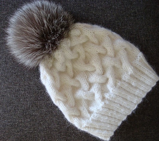 Free knitting pattern for Winter Cable Hat with Pompom