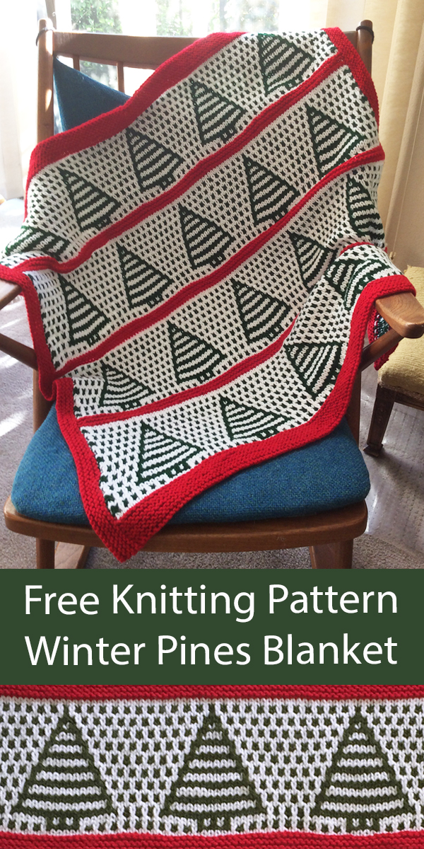Free Christmas Knitting Pattern Winter Pines Blanket