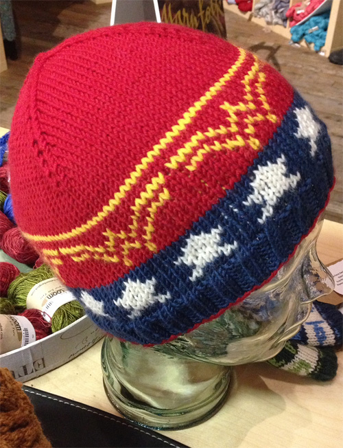 Free knitting pattern for Wonder Woman Beanie Hat