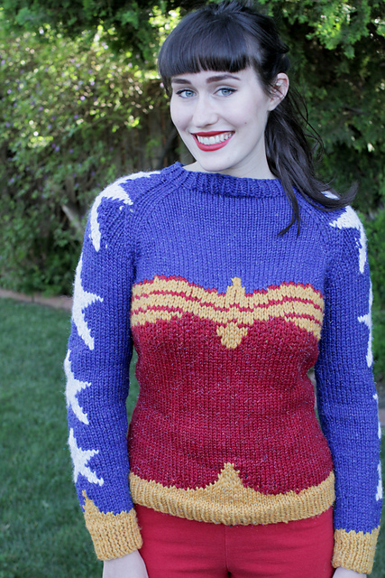 Wonder Woman Sweater Free Knitting Pattern and more super hero knitting patterns