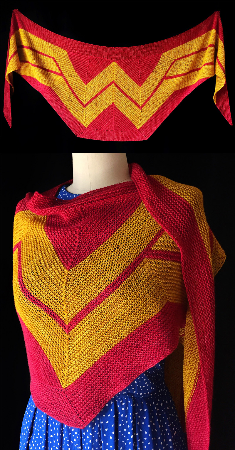 Free Knitting Pattern for Wonder Woman Wrap