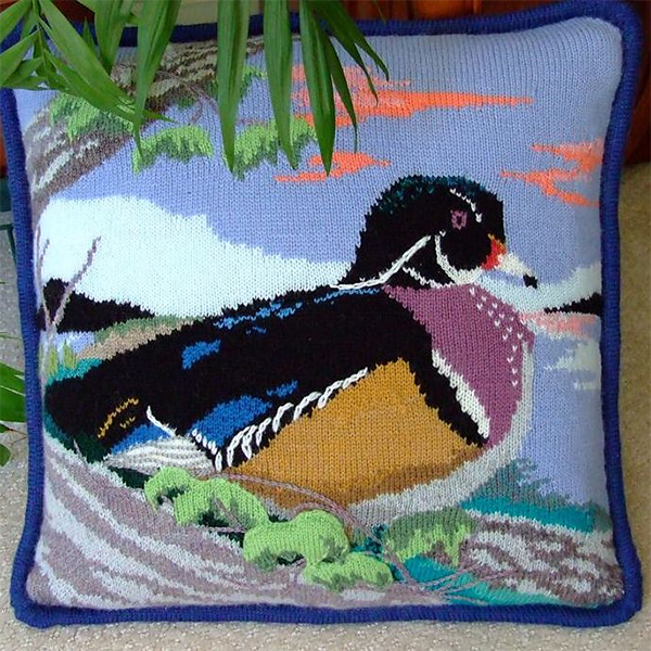 Free knitting pattern for Wood Duck Pillow