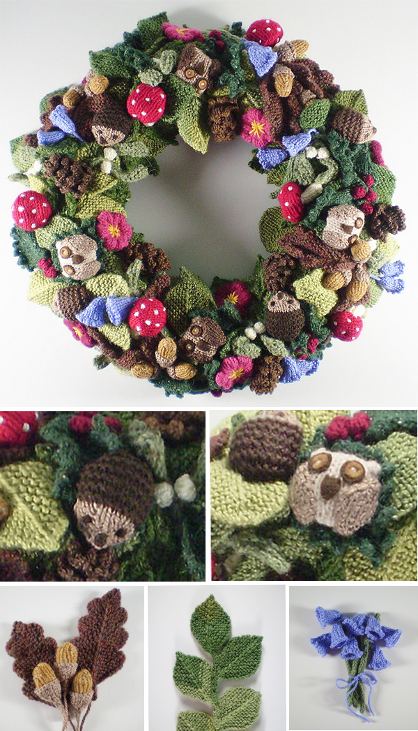 Free Knitting Pattern for Woodland Wreath