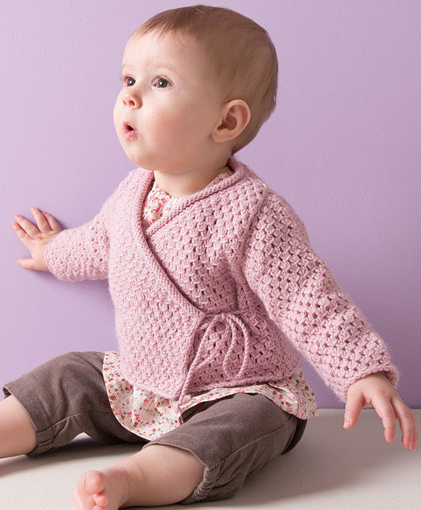 Free Knitting Pattern for 4 Row Repeat Baby Wrap Jacket