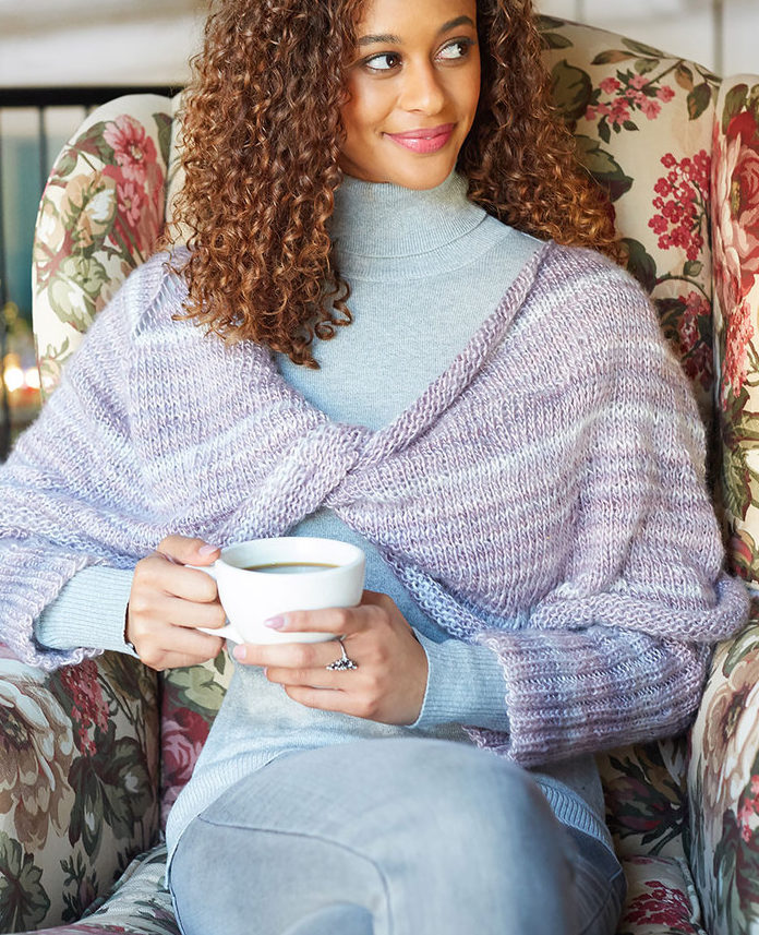 Free Knitting Pattern for Twist Poncho with Sleeves