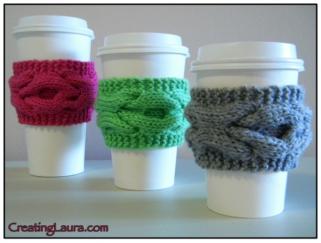 XOXO Coffee Sleeve Free Knitting Pattern and more cosy / cozy knitting patterns