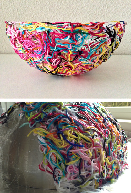 Free tutorial for Yarn Bowl made of yarn ends