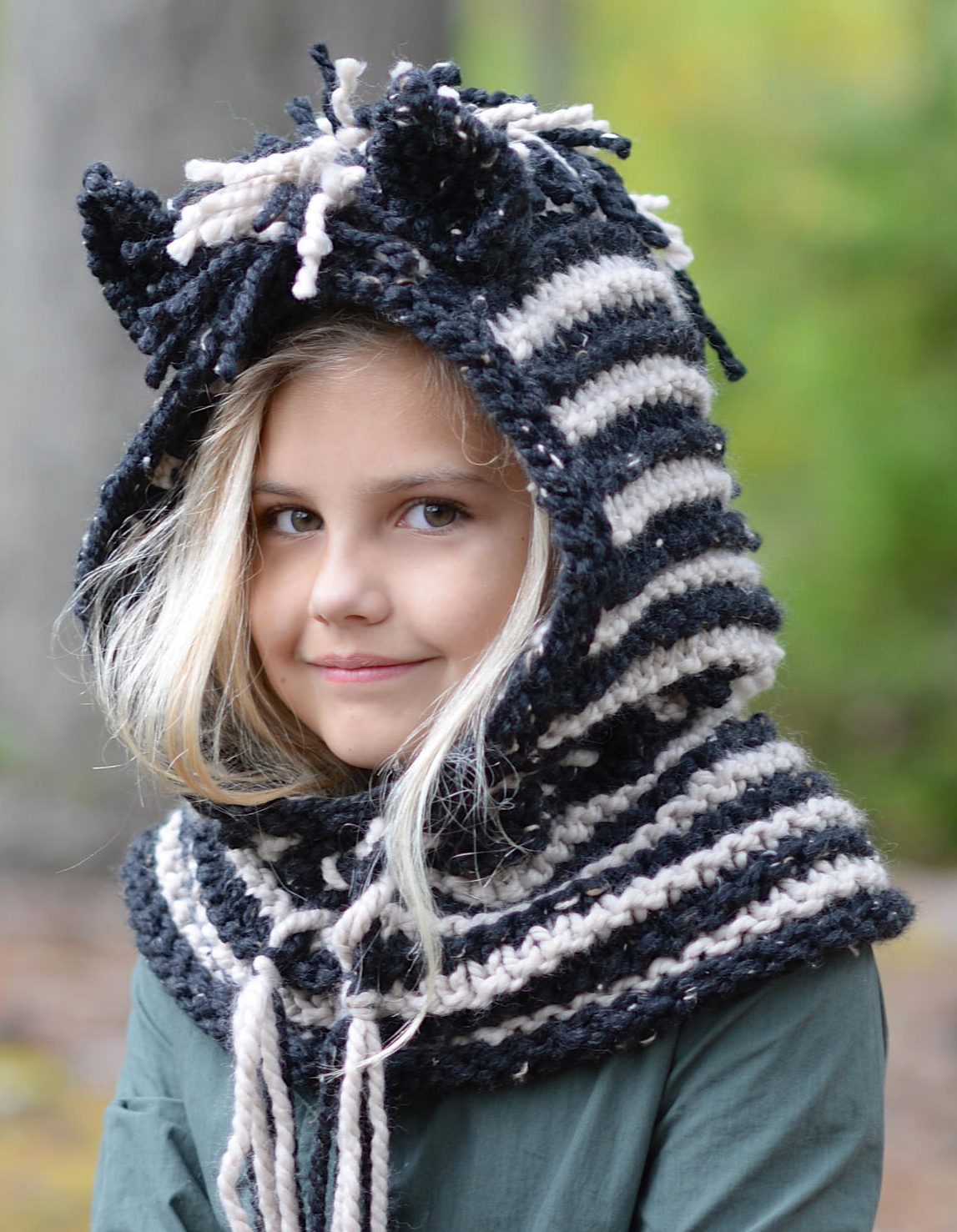 Knitting Pattern for Zebra Hood Cowl