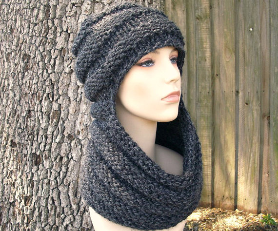 Zhivago Cowl with Hat Knitting Pattern and more cowl knitting patterns, many free