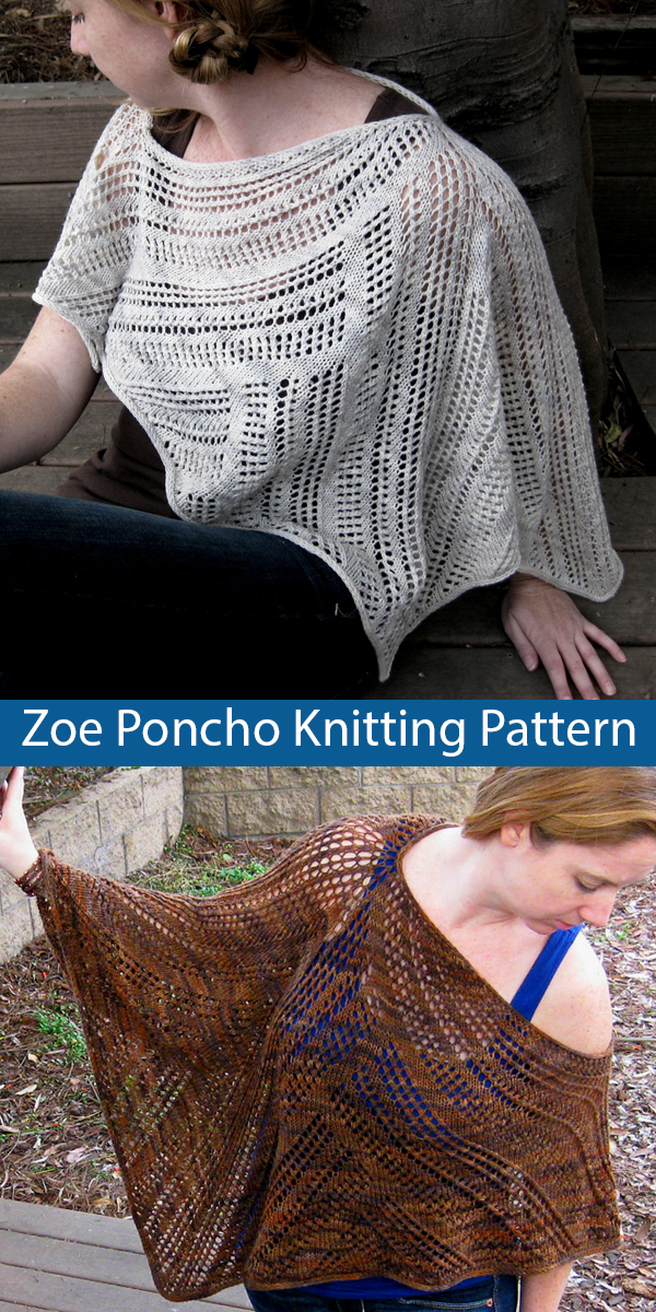Knitting Pattern for Zoe Lace Poncho