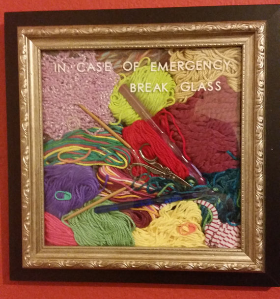 In case of knitting emergency break glass. Click to see original artwork.