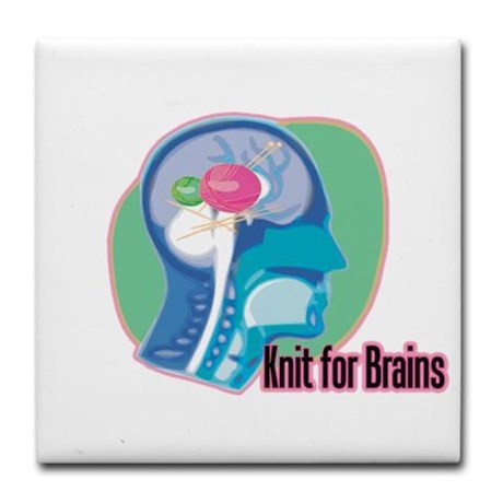 Knit for Brains. Click to see on tshirts, mugs, totes, magnets, more