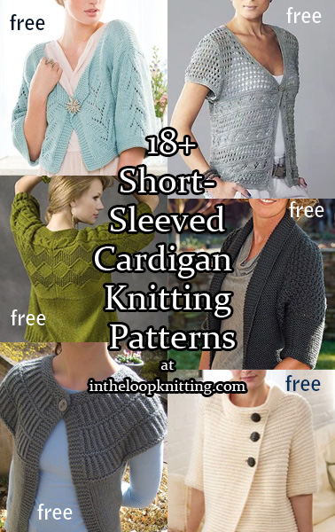 Knitting patterns for Short Sleeved Cardigans, most of the patterns are free