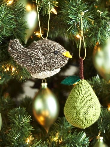 Free knitting pattern for Partridge or Pear Tree Ornaments and more holiday decoration knitting patterns