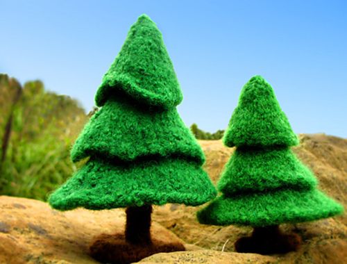 Free knitting pattern for Fir Trees and more holiday decoration knitting patterns