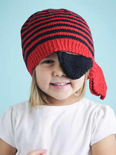 Free knitting pattern for Ahoy Hat pirate bandana hat with patch