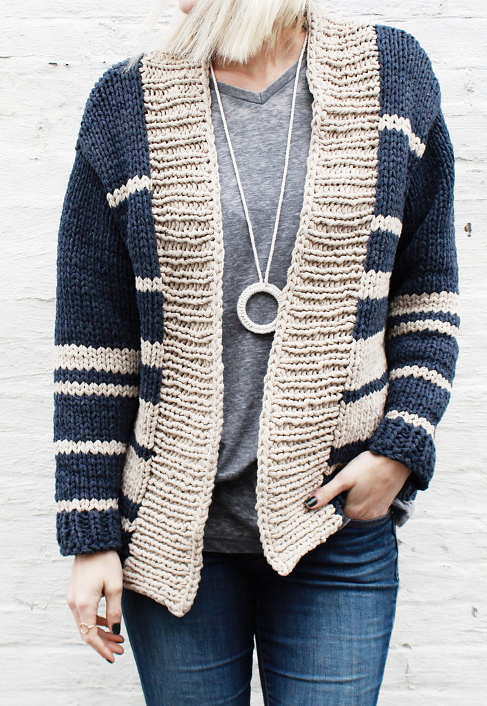 Free Knitting Pattern for Oxford Boyfriend Cardigan