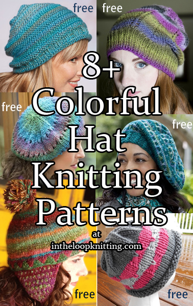 Knitting Patterns for Colorful Hats. Most of the patterns are free