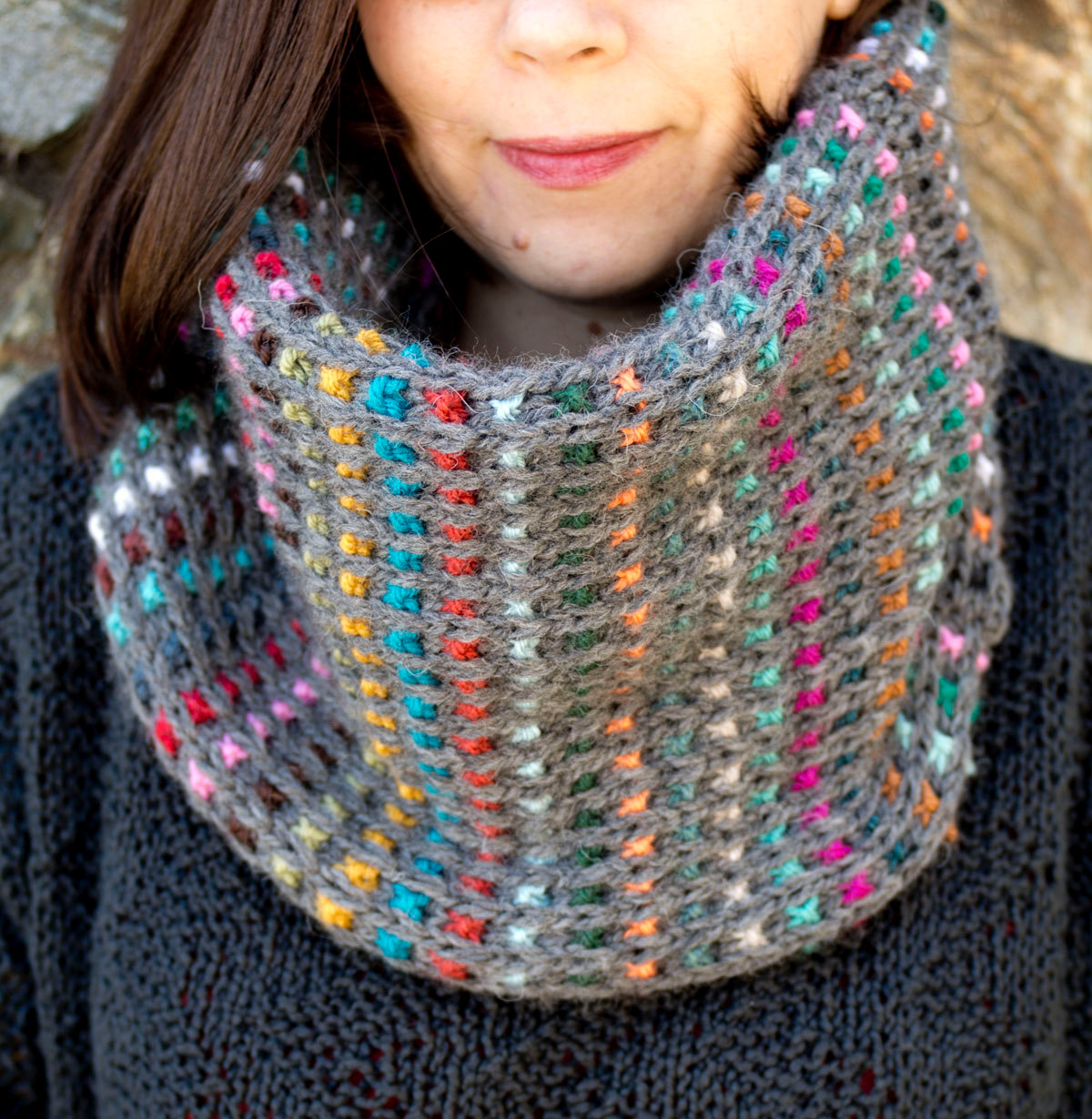 Knitting Pattern for Easy Dunkelbunt Cowl