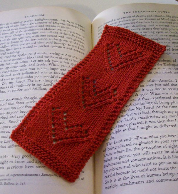 Free Knitting Pattern for Lace Heart Bookmark