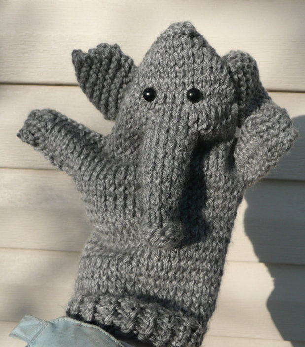 Free Knitting Pattern for Elephant Puppet
