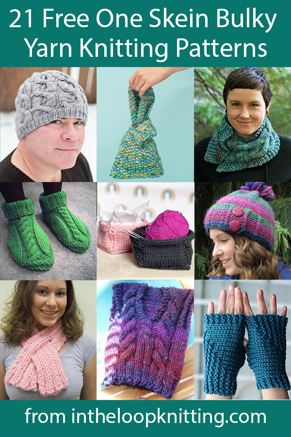 Free knitting patterns that use just one ball of chunky yarn.