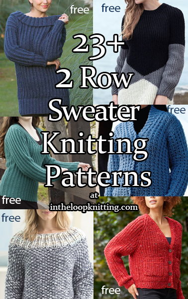 Knitting Patterns in for 2 Row Repeat Sweaters. Most patterns are free.