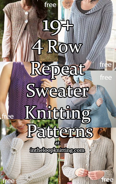 4 Row Repeat Sweater Knitting Patterns
