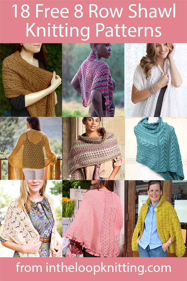 Shawl Knitting patterns for shawls knit sideways, usually knit from tip to a long end. Most patterns are free.