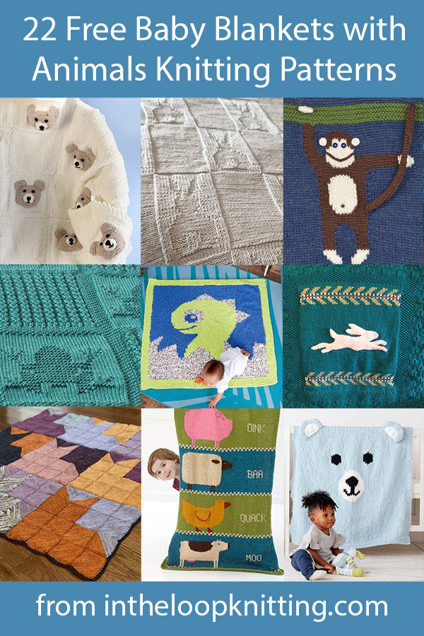 Knitting patterns for Baby blankets with animal themes. Most patterns are free.