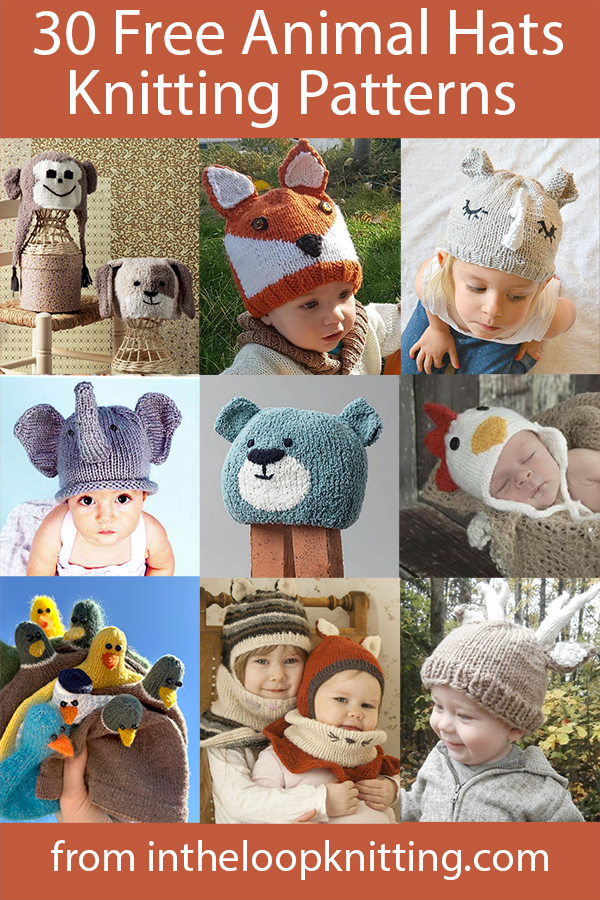 Knitting patterns for Animal Hats. What makes a baby even cuter? A cute animal hat! These hats are great for newborn photo props, shower gifts, or first Halloween costumes. Don’t have a baby to knit for? Many of these hats have larger sizes for older children and adults. Most patterns are free.