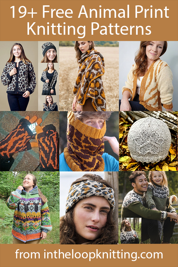 Knitting patterns for clothes, accessories with zebra, leopard, tiger and other animal prints. Most patterns are free. Most patterns are free.