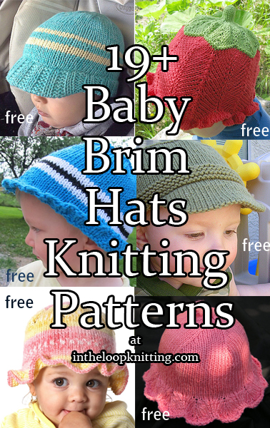 Knitting patterns for Baby Hats. Adorable baby hats with bills and brims to protect baby's face from sun or weather. Great for the beach and warm weather activities. Most patterns are free.