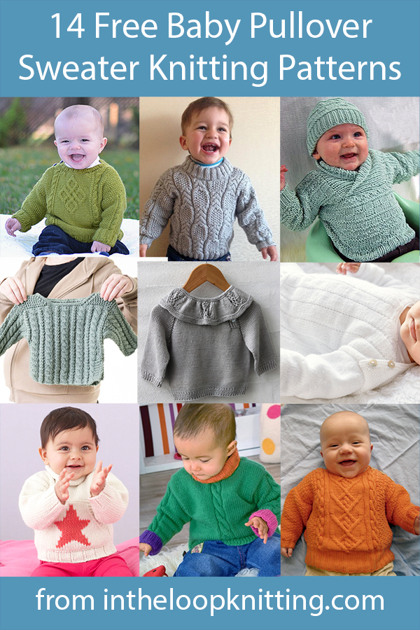 >Free knitting patterns for baby pullover sweaters Many of the patterns are free.