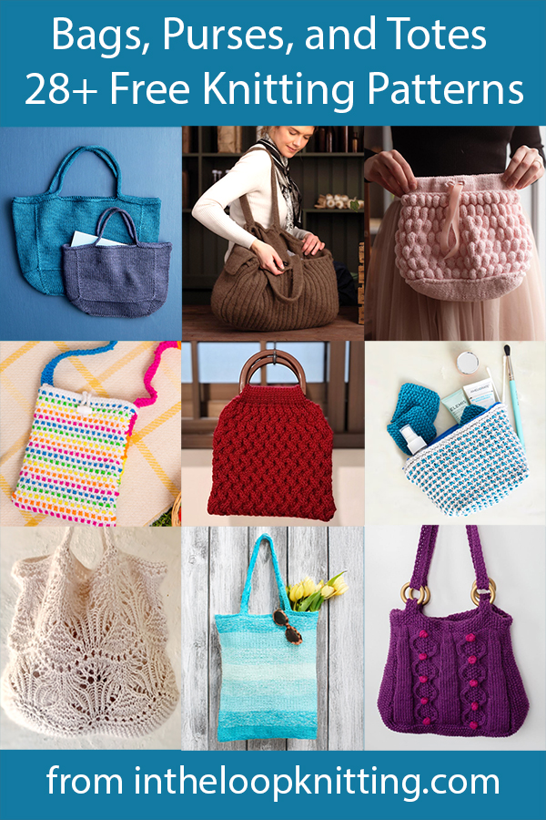 Bag, Purse and Tote Free Knitting Patterns. From clutches to totes, from casual to evening, from fun to formal, these free knitting patterns will give you the perfect bag for any occasion. Most patterns are free.