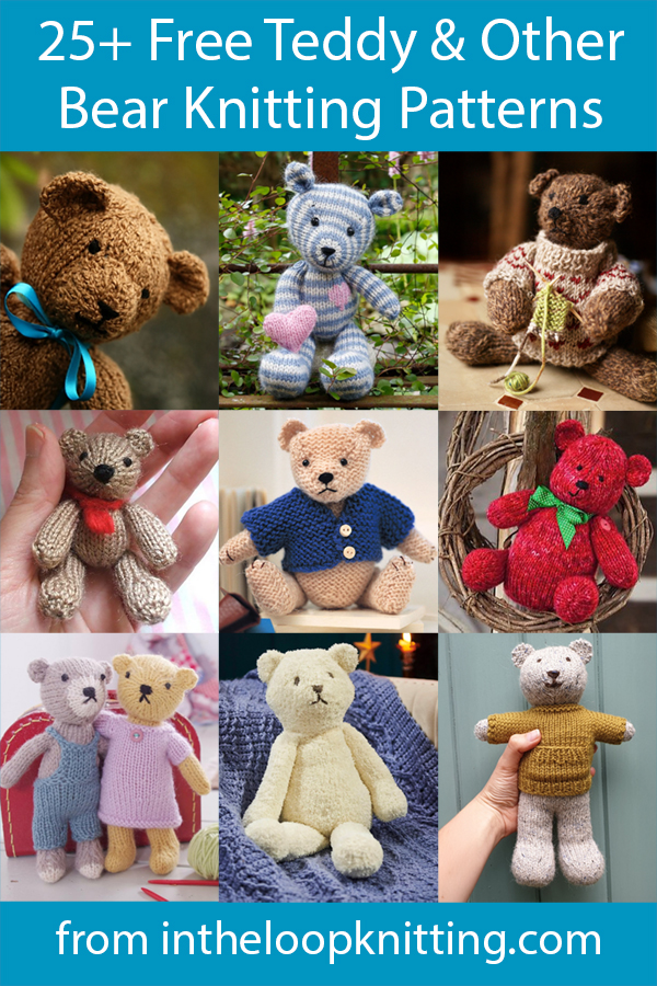 Teddy Bear Knitting Patterns. Everyone’s favorite bears are included in this knitting pattern collection: Teddy bears, Paddington bear, Koala bear, polar bear, panda, and more. Most patterns are free.