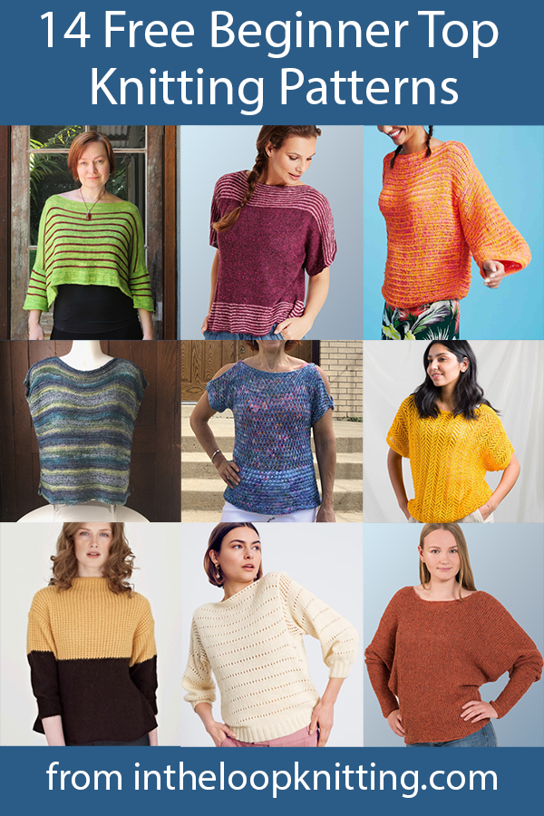 Free knitting patterns for easy tees, tanks, and other top knitting patterns. Many of the patterns are free.