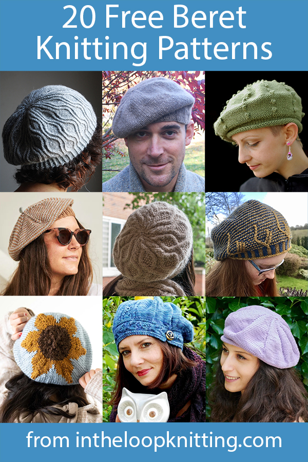 Beret Knitting Patterns. 
Beret style hats are easy to wear and versatile. They can be worn slouchy, perched on top of your head, or pulled down for warmth. However you wear them these hats add style and fun to your wardrobe.  Most patterns are free.