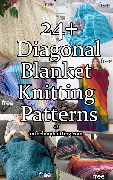 Diagonal Knitting patterns for baby blankets and throws that are knit on the bias. Most patterns are free.