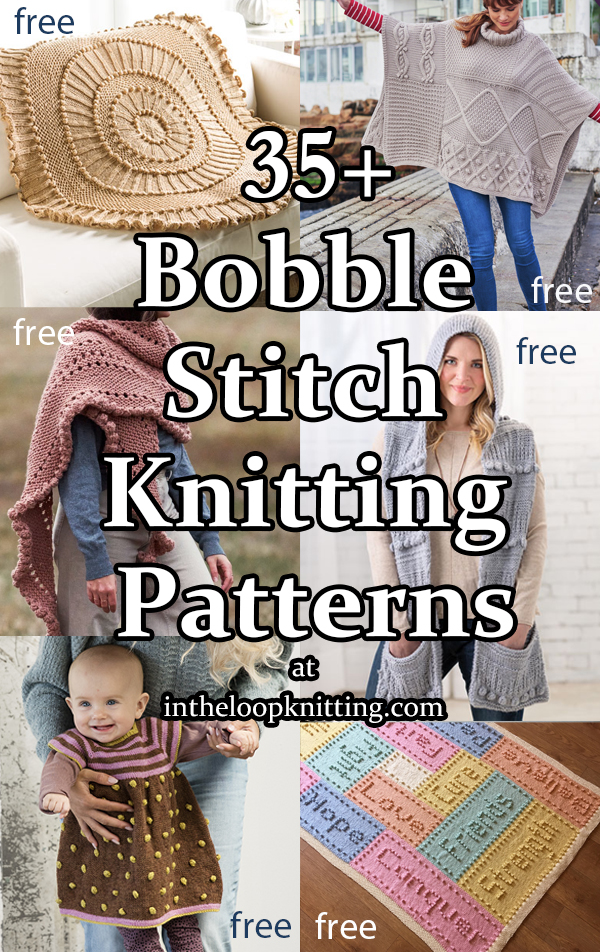 Knitting Patterns for shawls, blankets, sweaters, and more projects embellished with bobbles. Most patterns are free.