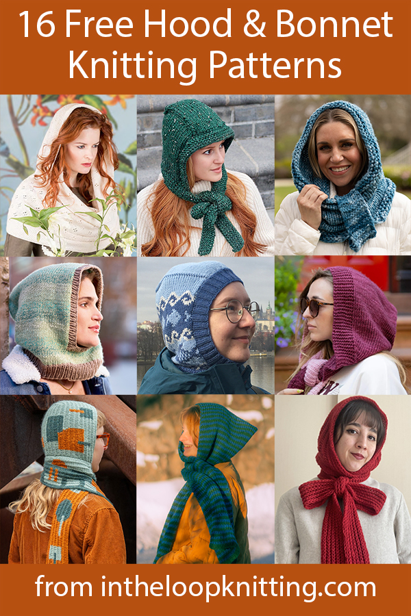Free knitting patterns for hooded cowls, hooded scarves, balaclavas, and other hoods. Most patterns are free.