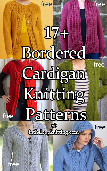 Cardigan Knitting patterns for cardigan sweaters with decorative front edges. Most patterns are free.
